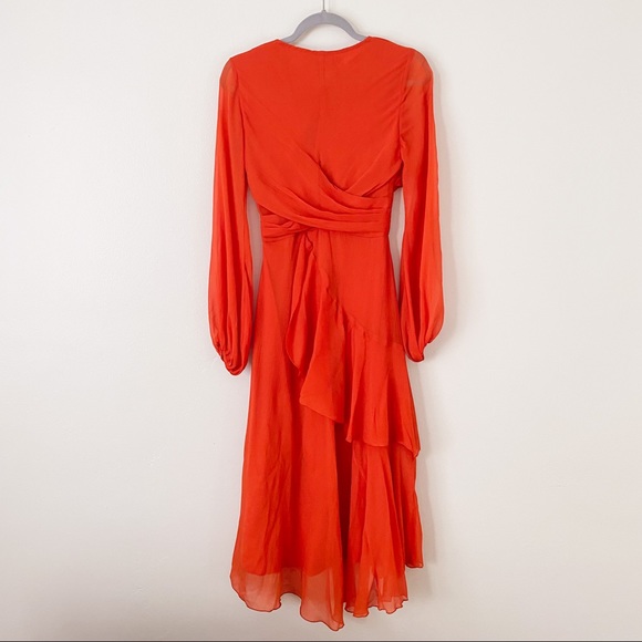 Orange ASOS Ruffle Midi Dress - Picture 6 of 9